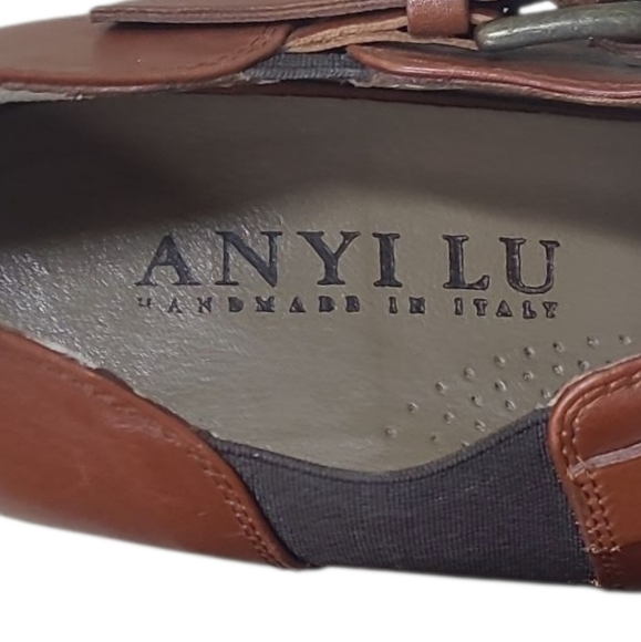 ANYI LU Peeptoe Wedge Booties Size 40 EU/ 9.5 US Brown Leather Made In Italy - Picture 4 of 12